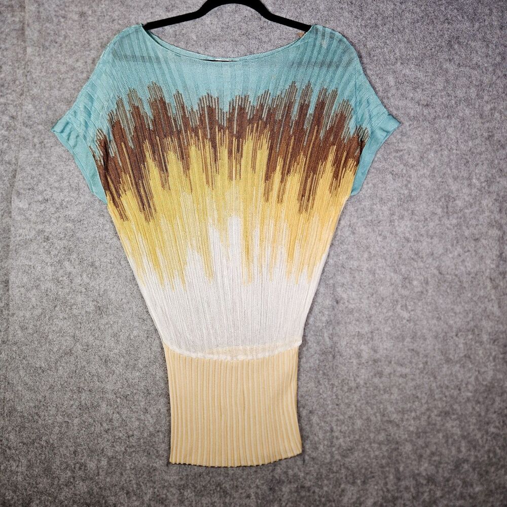 M by Missoni Womens Ribbed Knit Boat Neck Top Designer Luxury Italy Size US 6